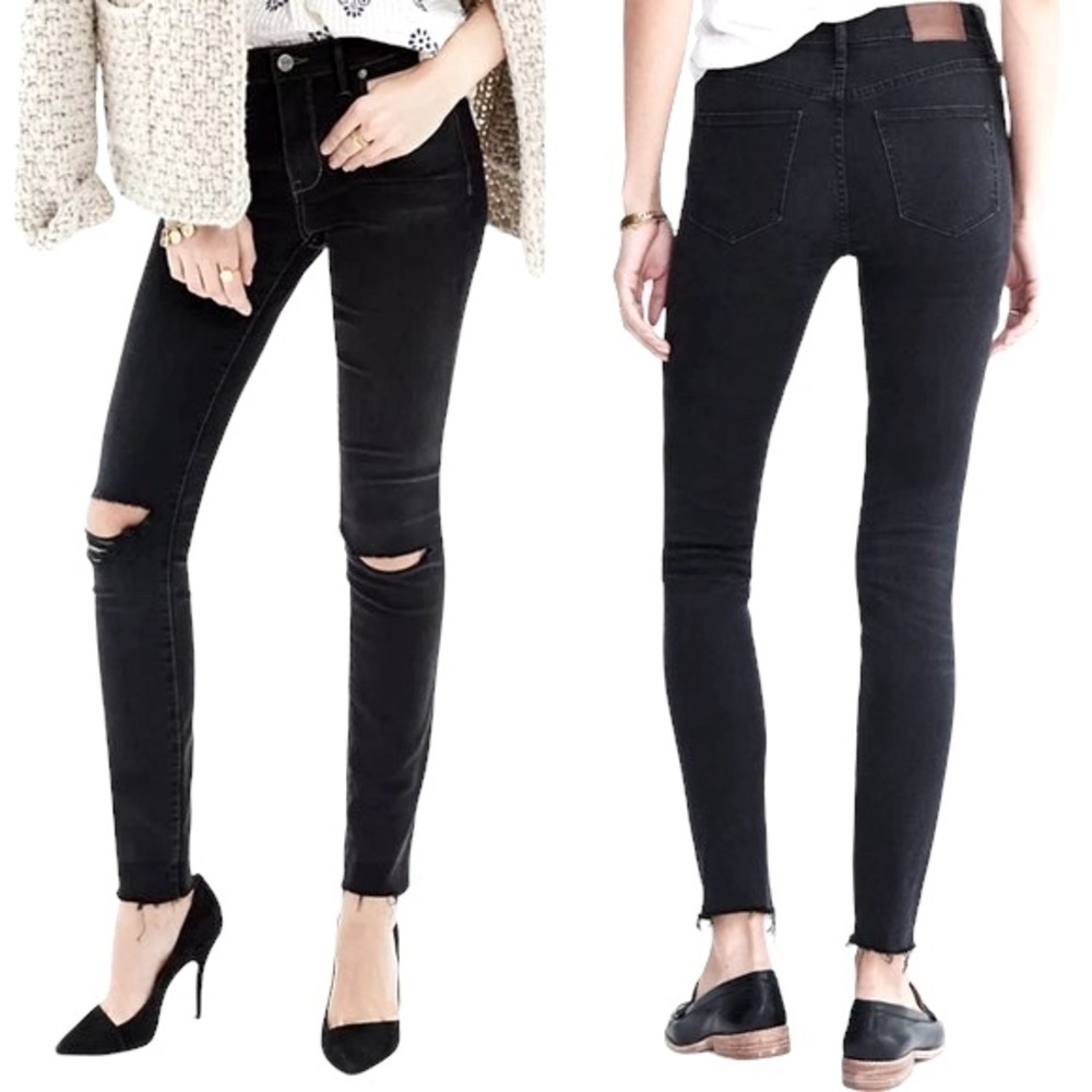 Madewell 10” High Riser Skinny Skinny Raw Hem Ripped Jeans - Picture 2 of 11